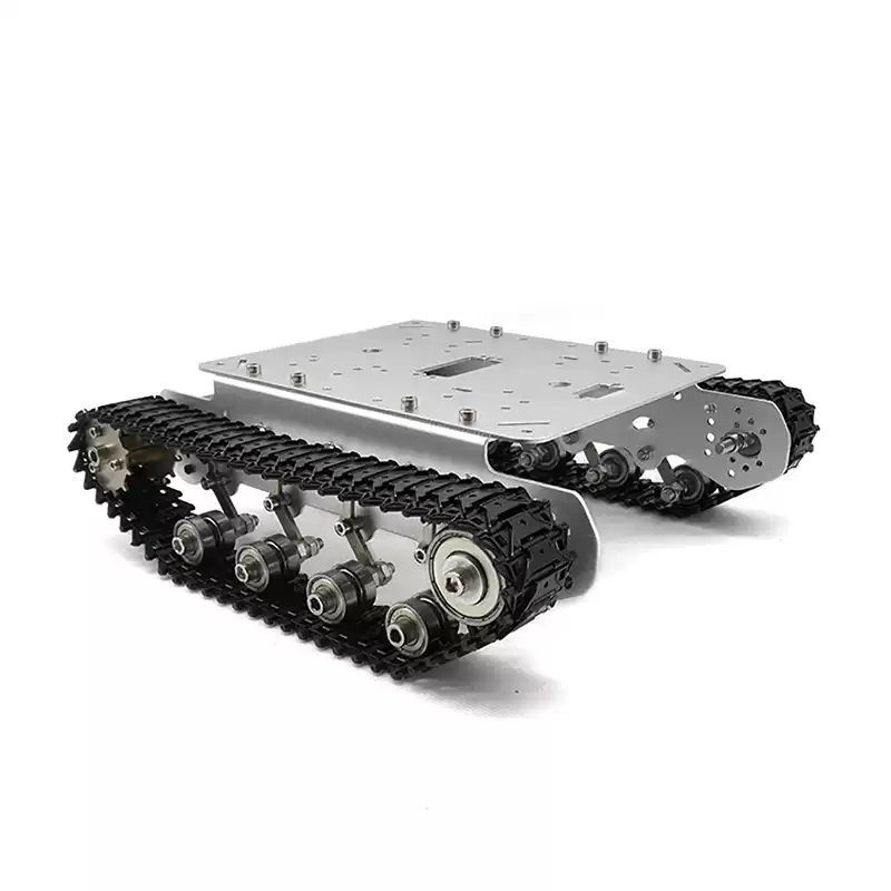 Châssis de robot de réservoir sur chenilles entièrement métallique absorbant les chocs