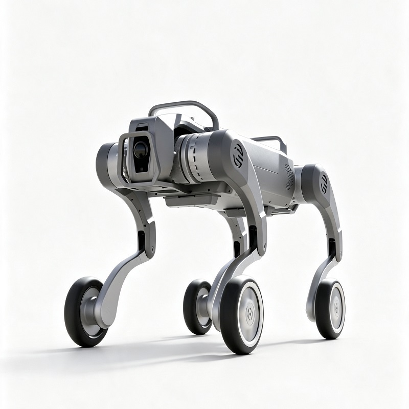 Chien robot quadrupède à pattes de roue tout terrain