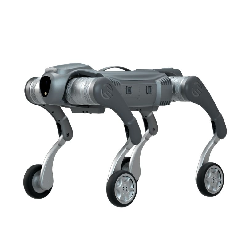 Chien robot quadrupède à pattes roulantes