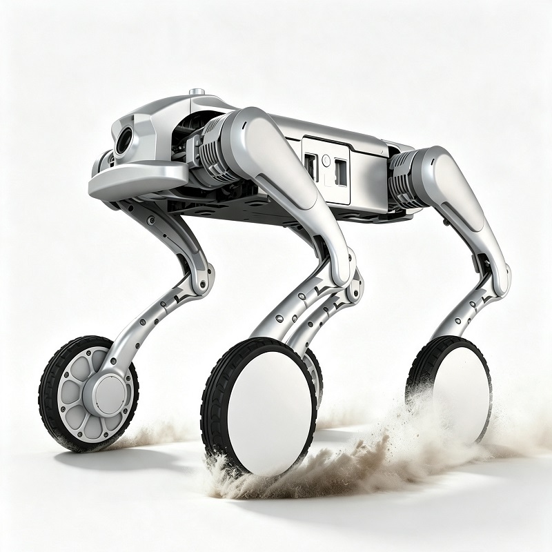 Robot quadrupède à roues, chien robot d'inspection tout-terrain